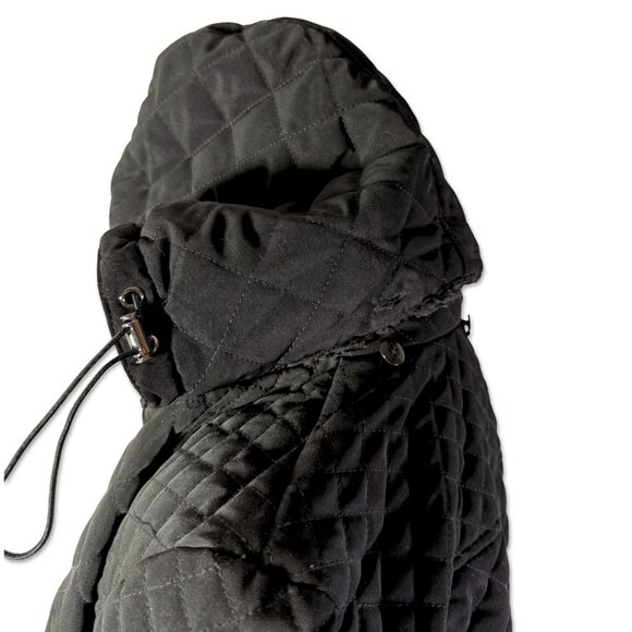 Laundry by Design Black Quilted Zip-Up Winter Jacket with Hood Sz M - Picture 7 of 8